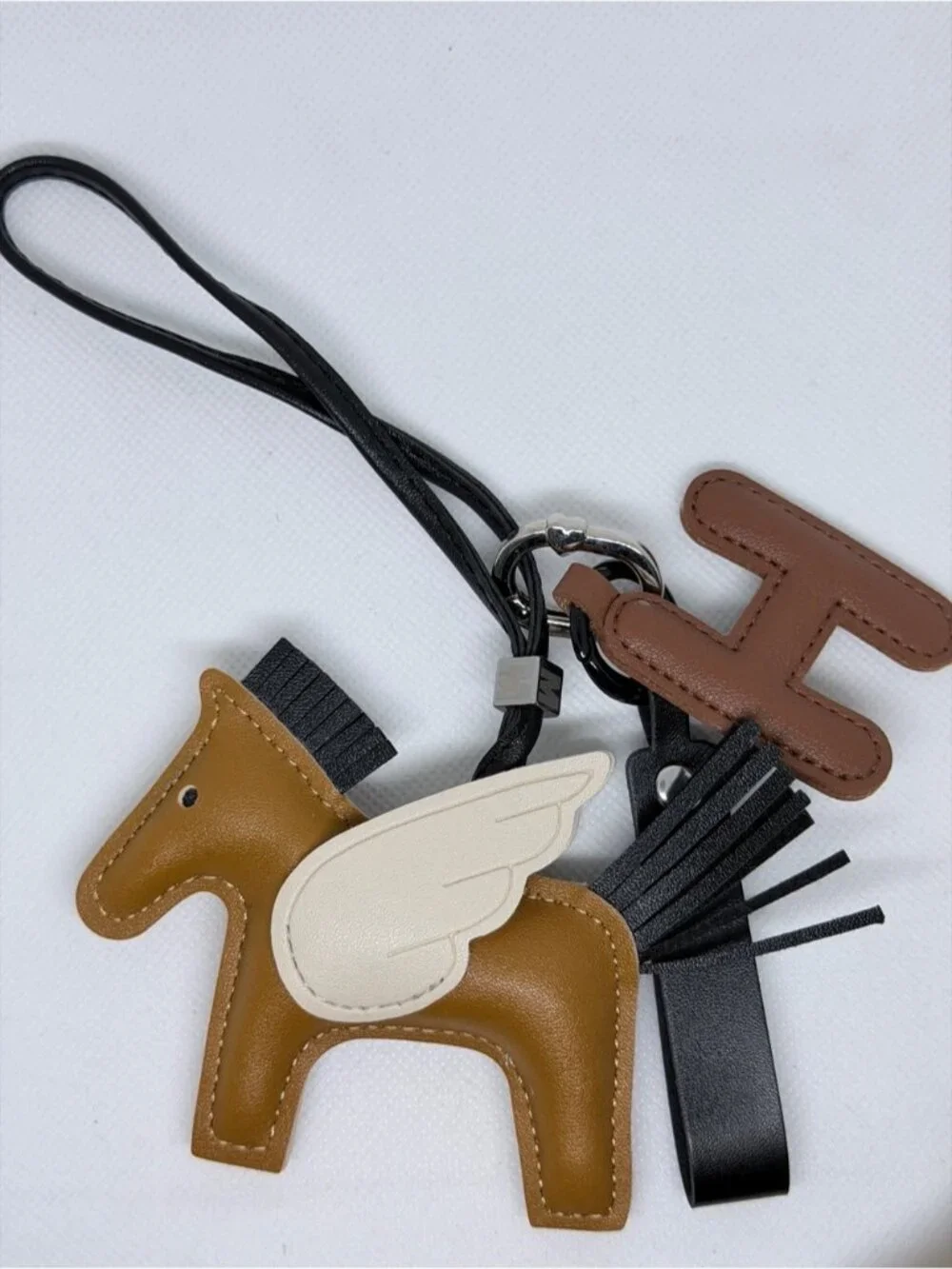 Equestrian Winged Horse Pegasus & H Bag Charm Keychain Set 0894